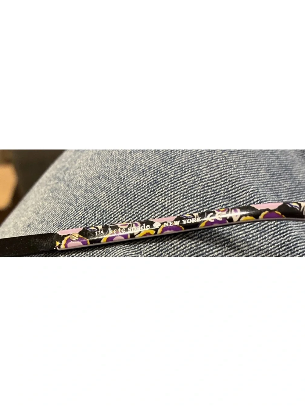 kate spade Rectangular Reading Glasses with Purple Floral Temples